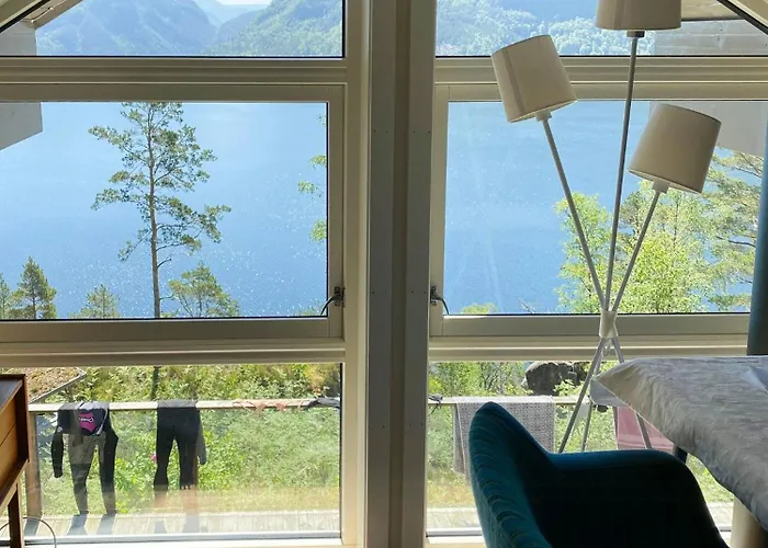 Family With View Over Fjord, Mountain, Wood *